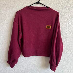 Maroon Balloon Sleeve Sweater